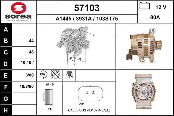 EAI 57103 - Генератор www.autospares.lv