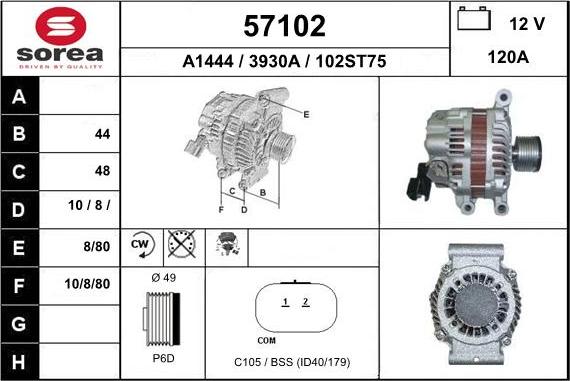 EAI 57102 - Генератор www.autospares.lv