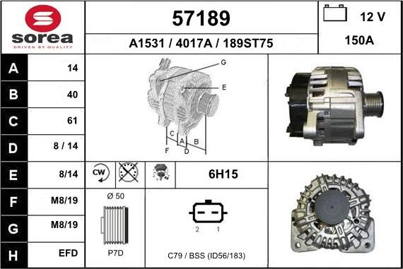 EAI 57189 - Генератор www.autospares.lv