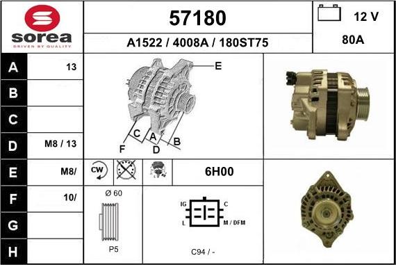 EAI 57180 - Генератор www.autospares.lv