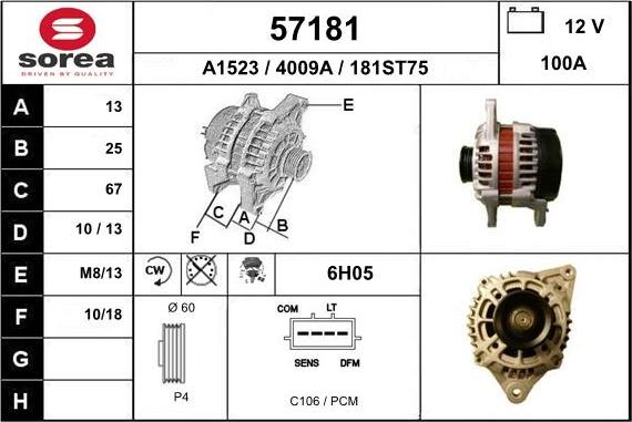 EAI 57181 - Генератор www.autospares.lv