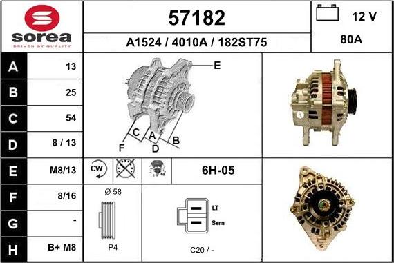 EAI 57182 - Генератор www.autospares.lv