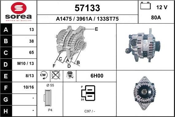 EAI 57133 - Генератор www.autospares.lv