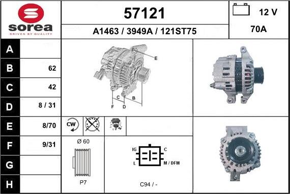 EAI 57121 - Alternator www.autospares.lv