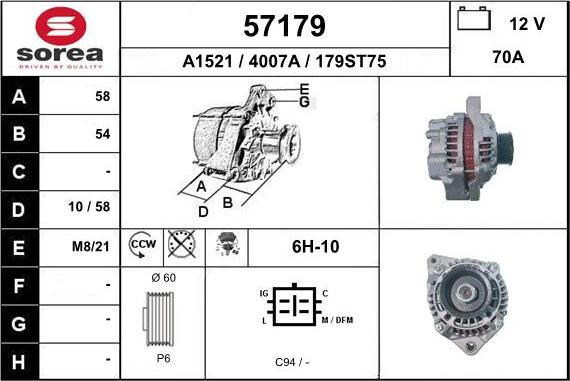 EAI 57179 - Генератор www.autospares.lv