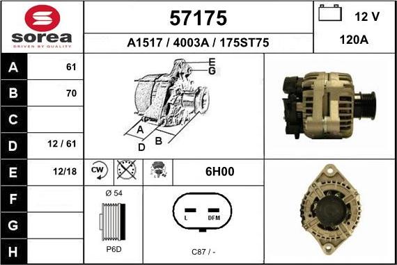 EAI 57175 - Ģenerators autospares.lv