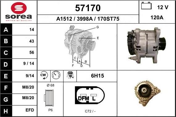 EAI 57170 - Генератор www.autospares.lv