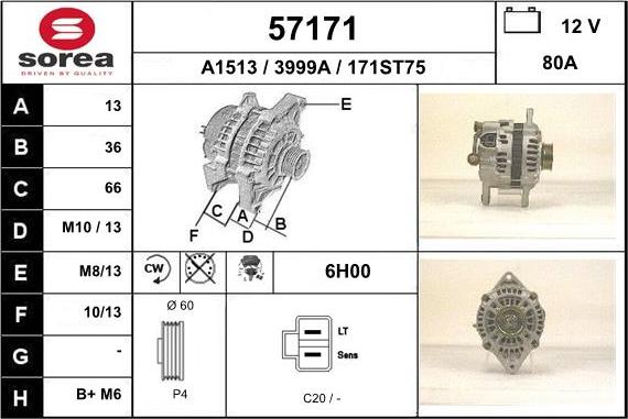 EAI 57171 - Генератор www.autospares.lv