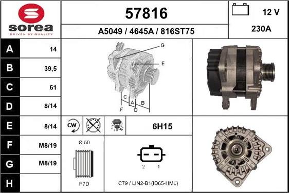 EAI 57816 - Генератор www.autospares.lv