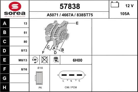 EAI 57838 - Генератор www.autospares.lv