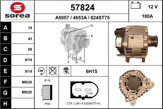 EAI 57824 - Генератор www.autospares.lv