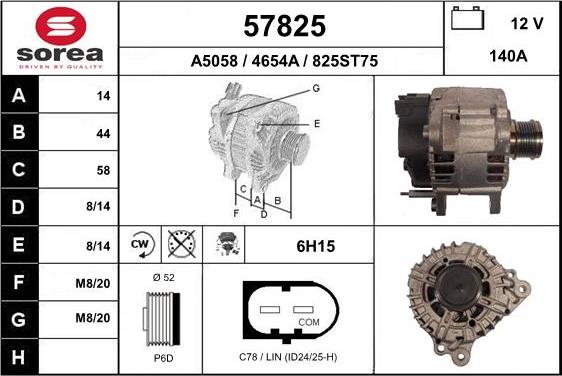 EAI 57825 - Генератор www.autospares.lv