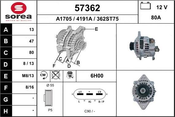 EAI 57362 - Ģenerators www.autospares.lv