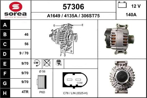 EAI 57306 - Генератор www.autospares.lv