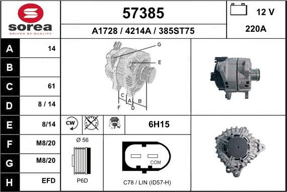 EAI 57385 - Генератор www.autospares.lv