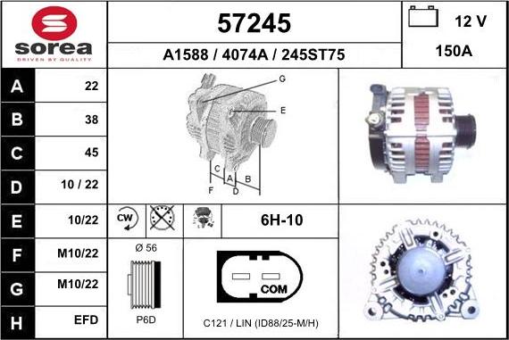 EAI 57245 - Генератор www.autospares.lv