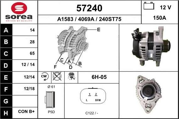 EAI 57240 - Ģenerators www.autospares.lv