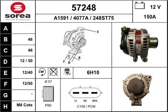 EAI 57248 - Генератор www.autospares.lv