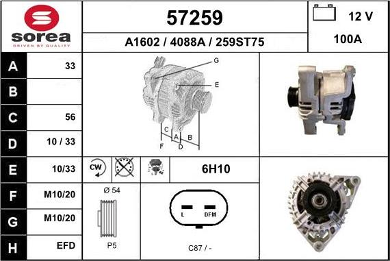 EAI 57259 - Ģenerators www.autospares.lv