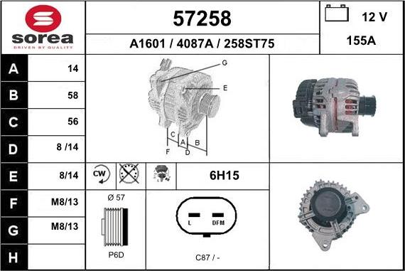 EAI 57258 - Ģenerators www.autospares.lv