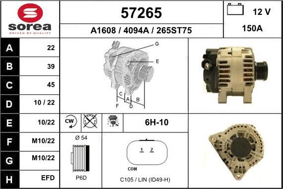 EAI 57265 - Генератор www.autospares.lv