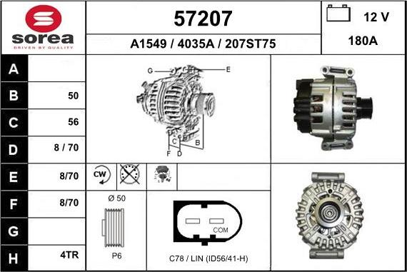 EAI 57207 - Генератор www.autospares.lv