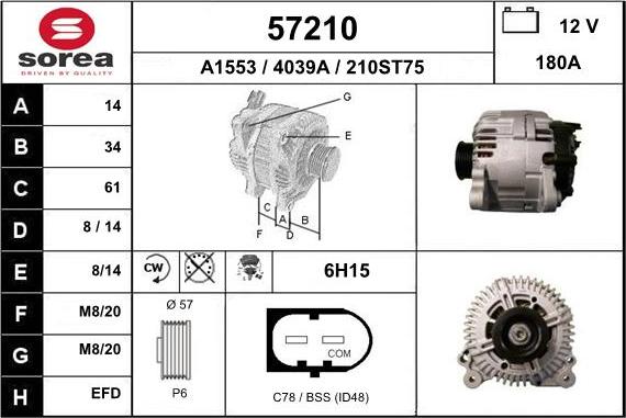 EAI 57210 - Генератор www.autospares.lv