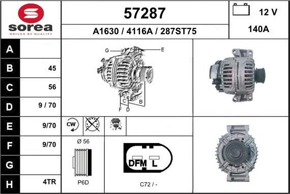 EAI 57287 - Alternator www.autospares.lv