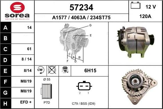 EAI 57234 - Генератор www.autospares.lv