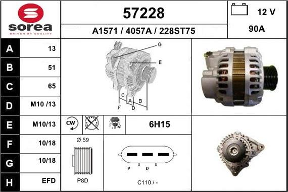 EAI 57228 - Генератор www.autospares.lv