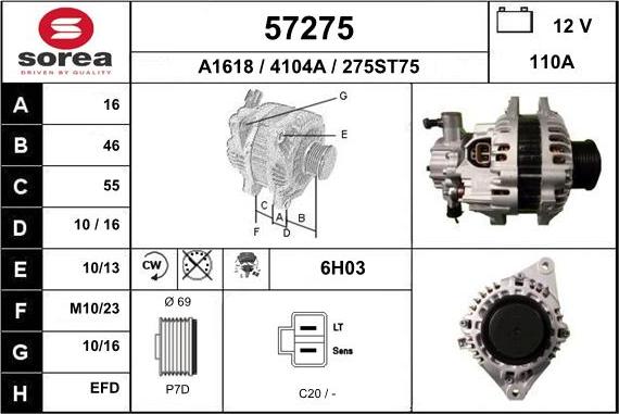 EAI 57275 - Генератор www.autospares.lv