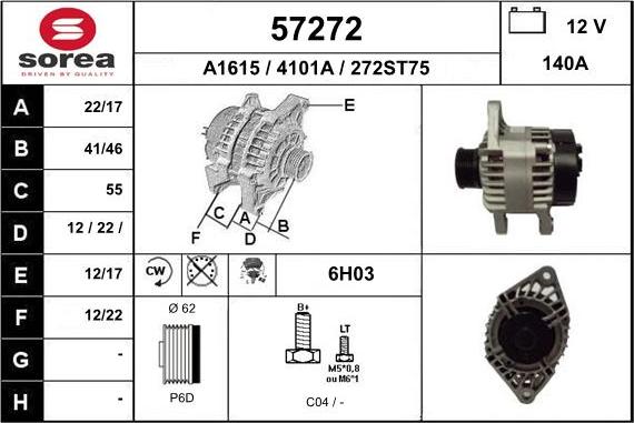 EAI 57272 - Генератор www.autospares.lv