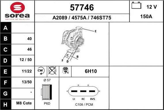 EAI 57746 - Ģenerators www.autospares.lv