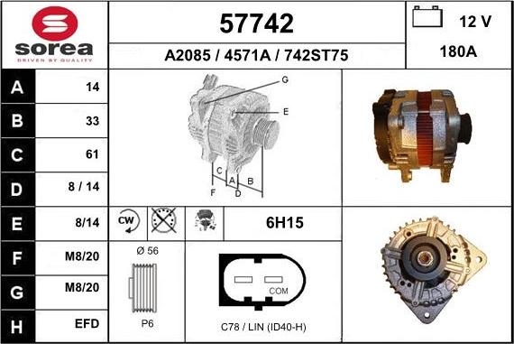 EAI 57742 - Генератор www.autospares.lv