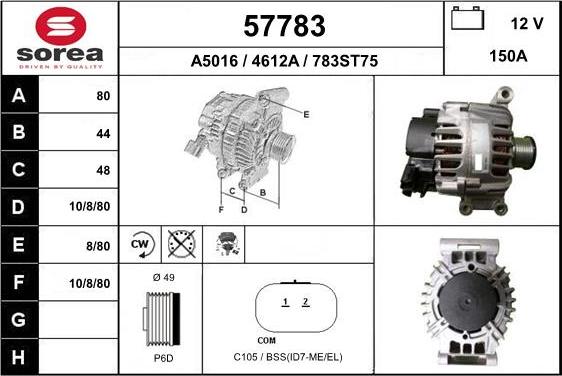 EAI 57783 - Ģenerators www.autospares.lv