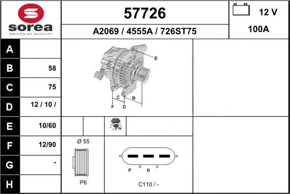 EAI 57726 - Генератор www.autospares.lv