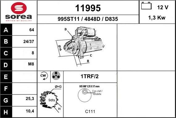 EAI 11995 - Стартер www.autospares.lv