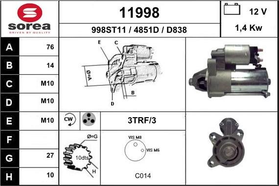 EAI 11998 - Стартер www.autospares.lv