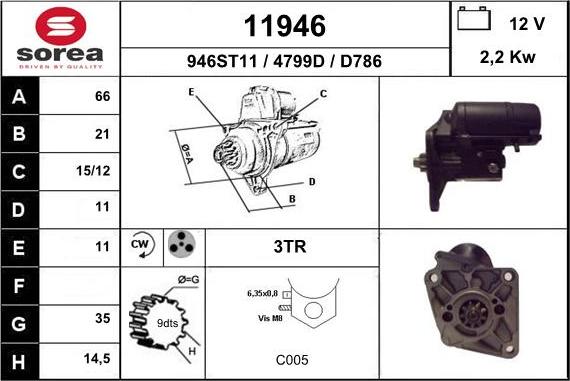 EAI 11946 - Стартер www.autospares.lv