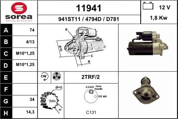 EAI 11941 - Стартер www.autospares.lv