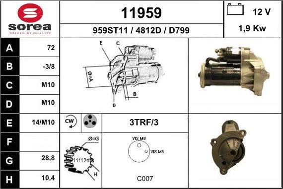 EAI 11959 - Starteris www.autospares.lv