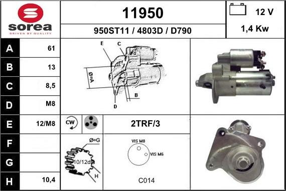 EAI 11950 - Starteris www.autospares.lv