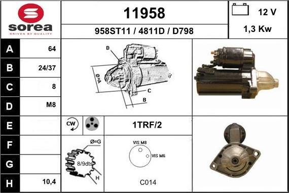 EAI 11958 - Starteris www.autospares.lv