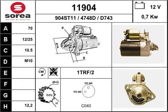 EAI 11904 - Starteris www.autospares.lv