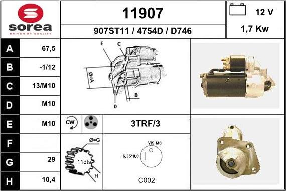 EAI 11907 - Starteris www.autospares.lv