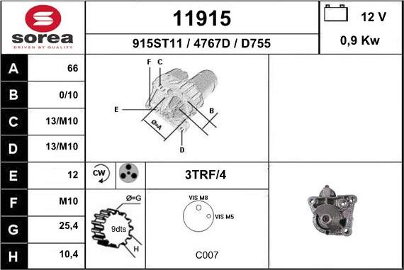 EAI 11915 - Стартер www.autospares.lv