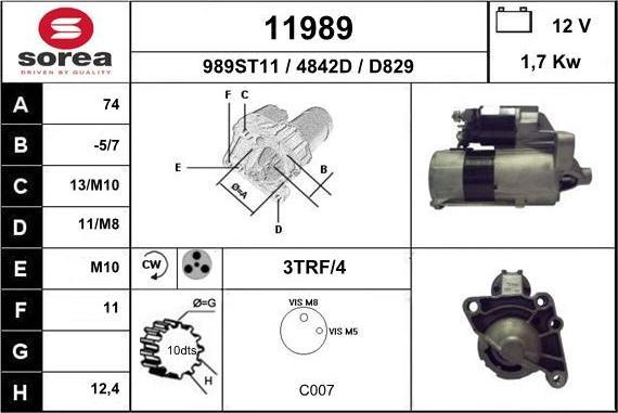 EAI 11989 - Стартер www.autospares.lv