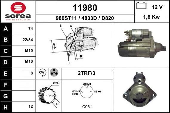 EAI 11980 - Starter www.autospares.lv