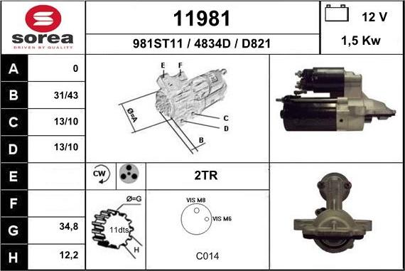 EAI 11981 - Стартер www.autospares.lv