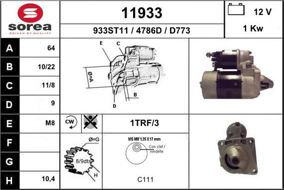 EAI 11933 - Стартер www.autospares.lv